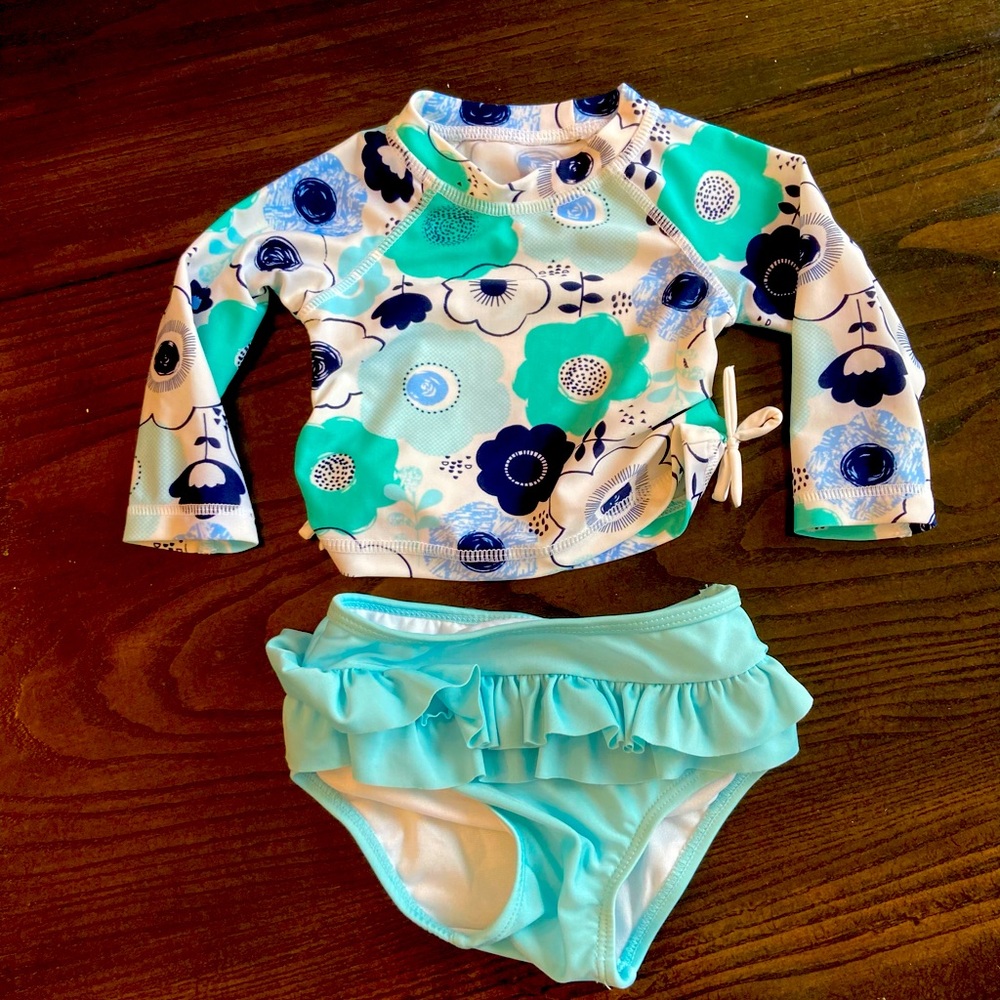 First Impressions Bathing Suit Tankini Two Piece Long Sleeve NWOT